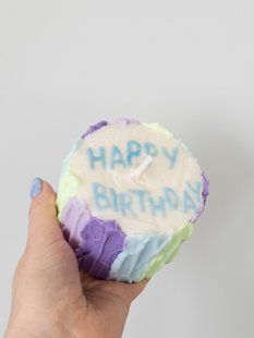 Свічка бенто Happy Birthday блакитна Свічка бенто Happy Birthday блакитна фото